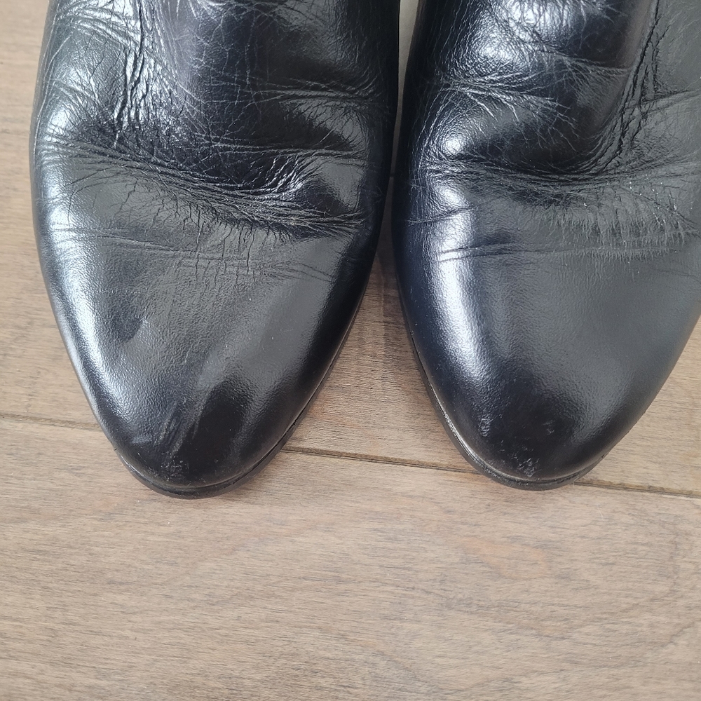 Vintage 80's black genuine leather mid calf boots Size 7 - Picture 12 of 16